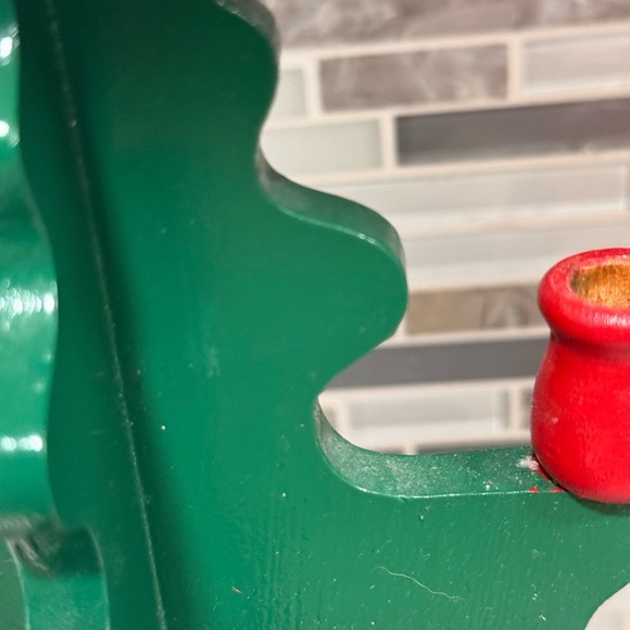 Vintage Swedish Wooden Christmas Tree Candle Holder Candelabra Handmade - Picture 4 of 7